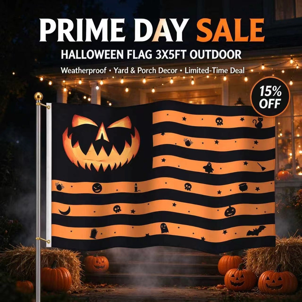 Prime Day Sale Alert! Get 15% off our 3x5ft outdoor Halloween Flag. Limited-time deal, grab it now!