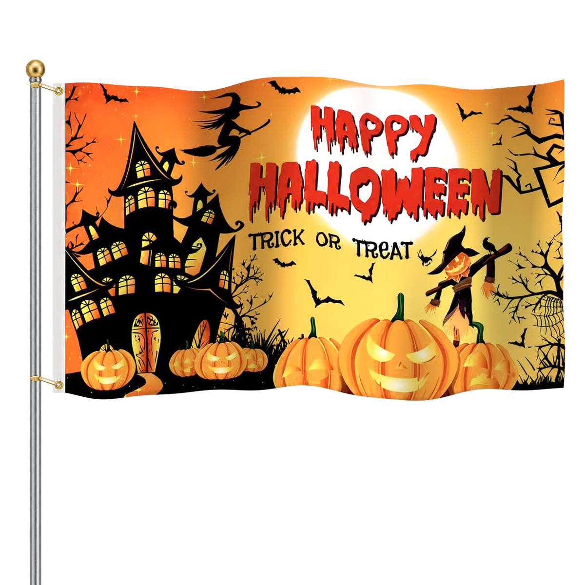 Halloween Flag Outdoor Magic Themed Halloween Yard Flag 3x5 Ft, Spooky Witch Magic Decorative Garden Banner for Outdoor Yard Lawn Porch