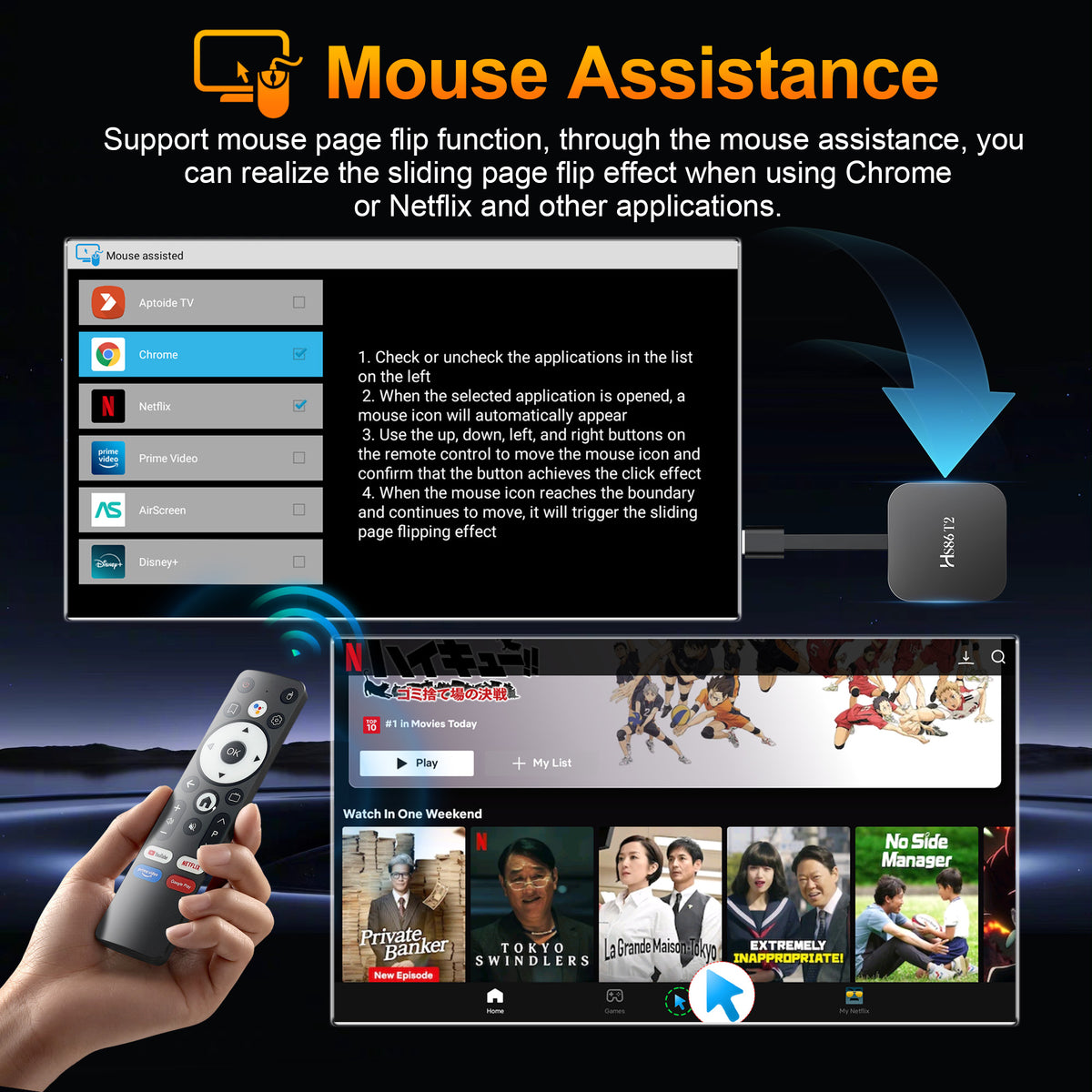 2026 New Arrival HS86 T2 Smart TV Stick, Rockchip RK3518 64‑Bit Quad‑Core, Android 14, 4K UHD, Dual‑Band WiFi 6, 2GB RAM 16GB ROM Portable Streaming Set‑Top‑Box