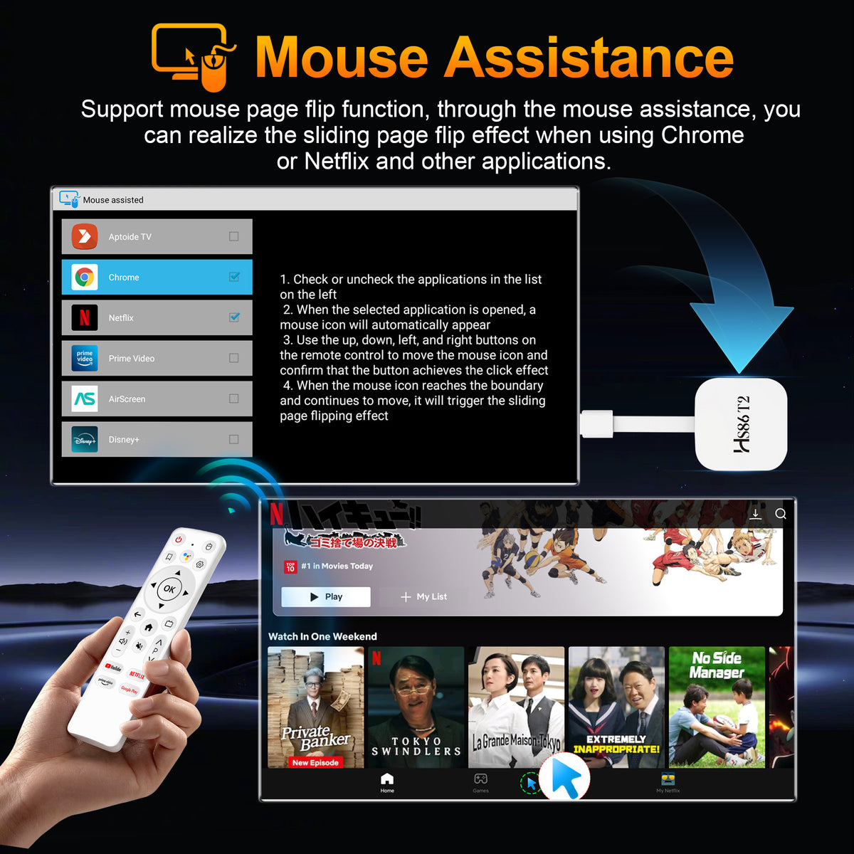 2026 New Arrival HS86 T2 Smart TV Stick, Rockchip RK3518 64‑Bit Quad‑Core, Android 14, 4K UHD, Dual‑Band WiFi 6, 2GB RAM 16GB ROM Portable Streaming Set‑Top‑Box
