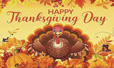 Happy Thanksgiving Garden Flag 3x5 Ft, Turkey Pumpkin Maple Leaf Decorative Banner, Fall Harvest Yard Sign for Outdoor Home Party Photo‑Backdrop Decor