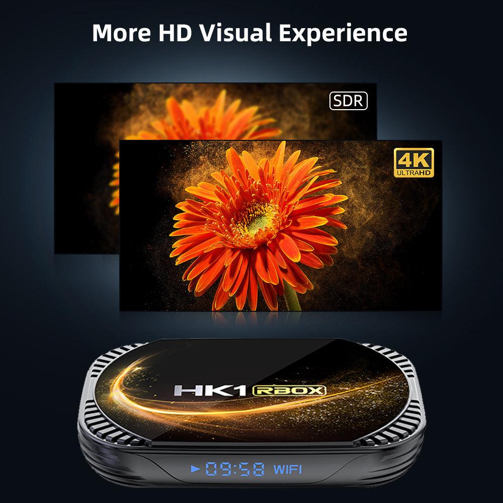 New HK1 RBOX‑X4S Smart Set‑Top‑Box, Amlogic S905X4 64‑Bit Quad‑Core, Android 11.0, 8K UHD, 4GB+64GB/128GB, Home IPTV Streaming Media Player