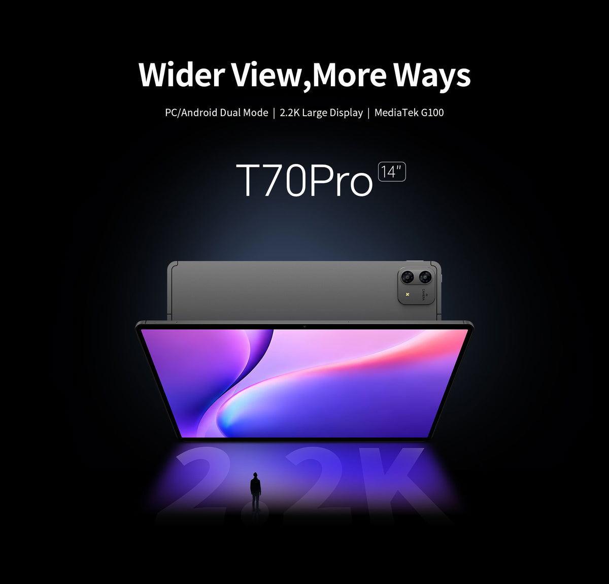Android 16 Tablet 14 Inch 60Hz FHD Display, MediaTek Helio G100 Tablet PC, Max 48GB RAM 128GB ROM, Dual Band WiFi5 Bluetooth5.2 LDAC, 10000mAh 18W PD Fast Charge
