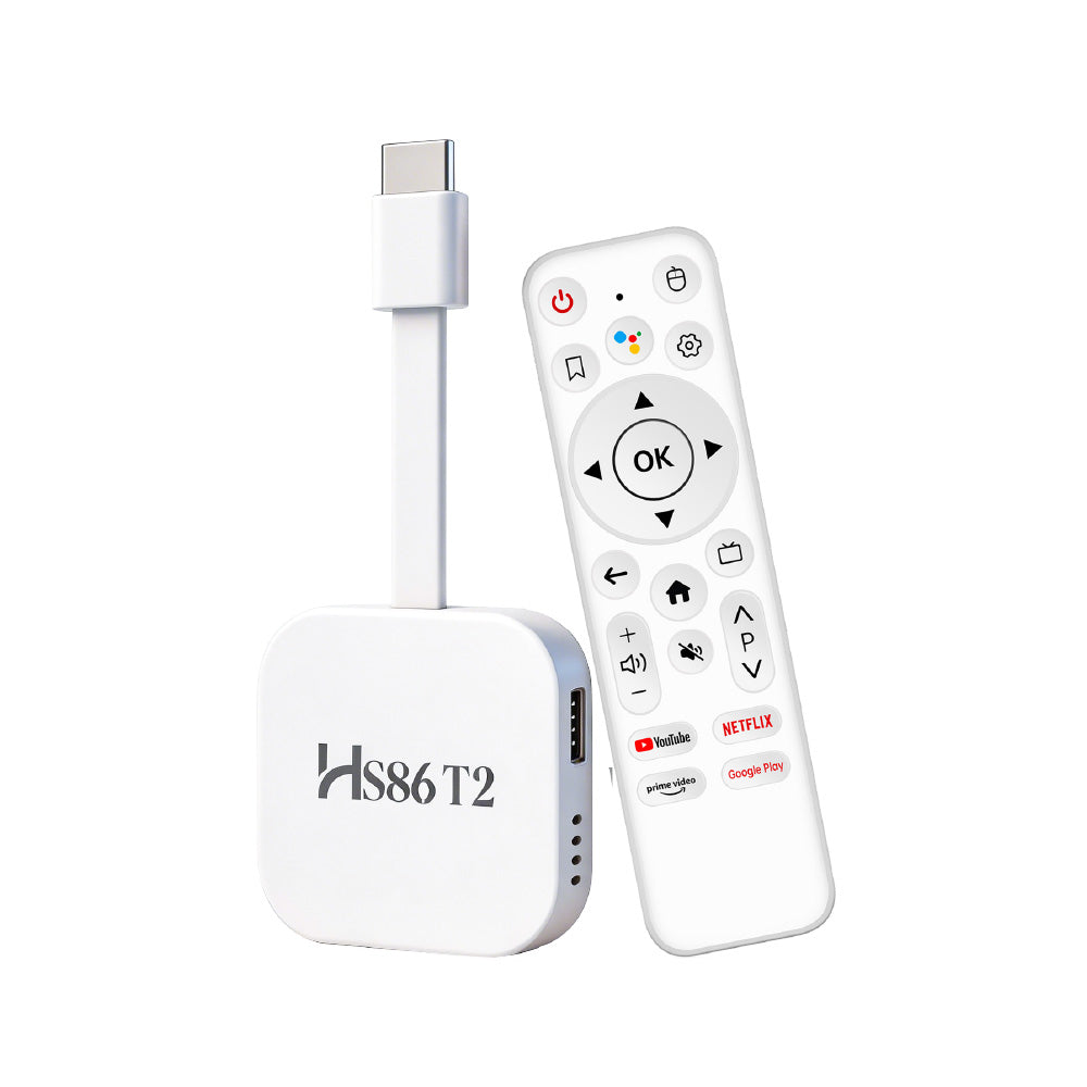 2026 New Arrival HS86 T2 Smart TV Stick, Rockchip RK3518 64‑Bit Quad‑Core, Android 14, 4K UHD, Dual‑Band WiFi 6, 2GB RAM 16GB ROM Portable Streaming Set‑Top‑Box
