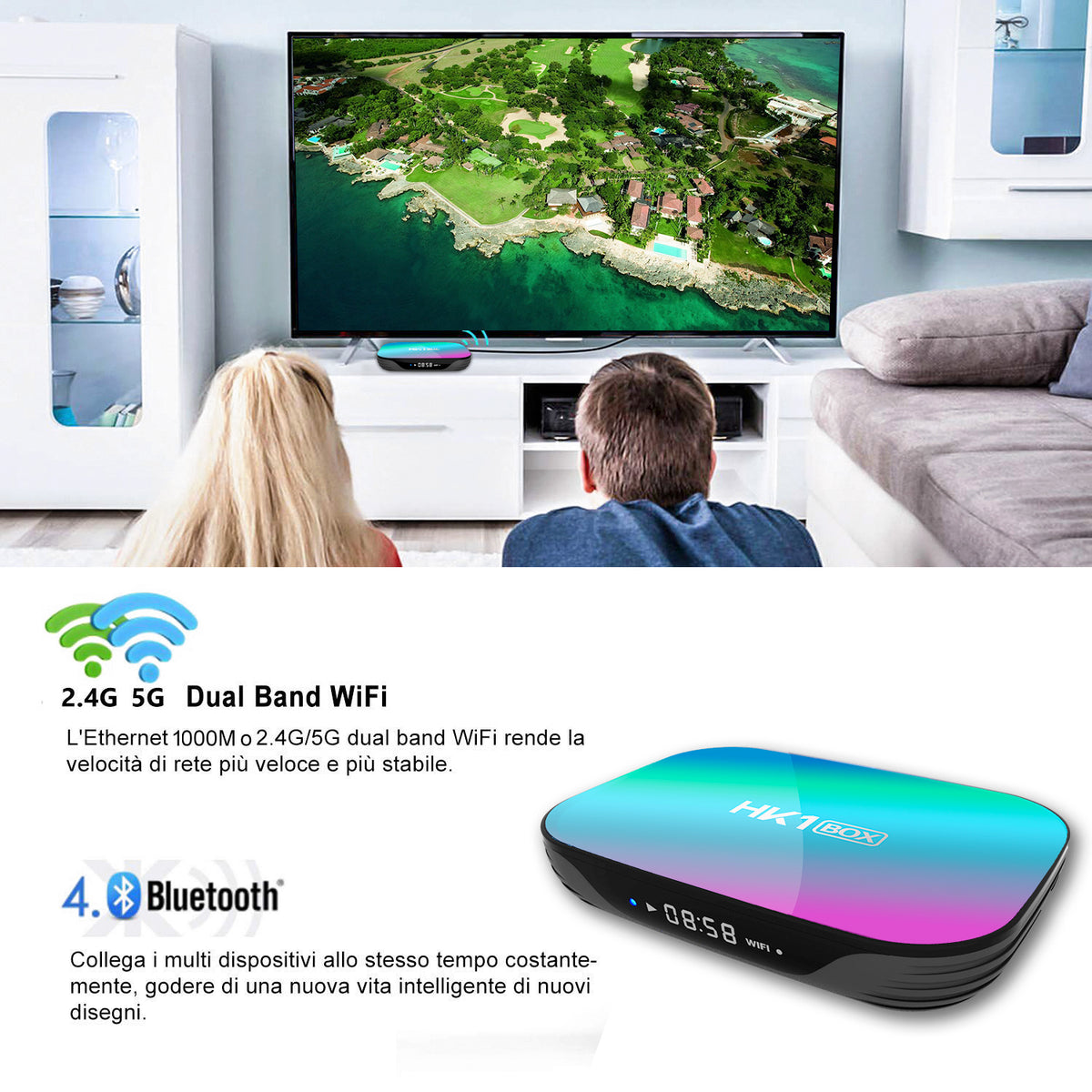 New HK1 RBOX‑X3 Smart Set‑Top‑Box, Amlogic S905X3 Quad‑Core, Android 9.0 OS, 4GB RAM Multi‑Storage Option, Bluetooth, 8K UHD Home IPTV Streaming TV Box