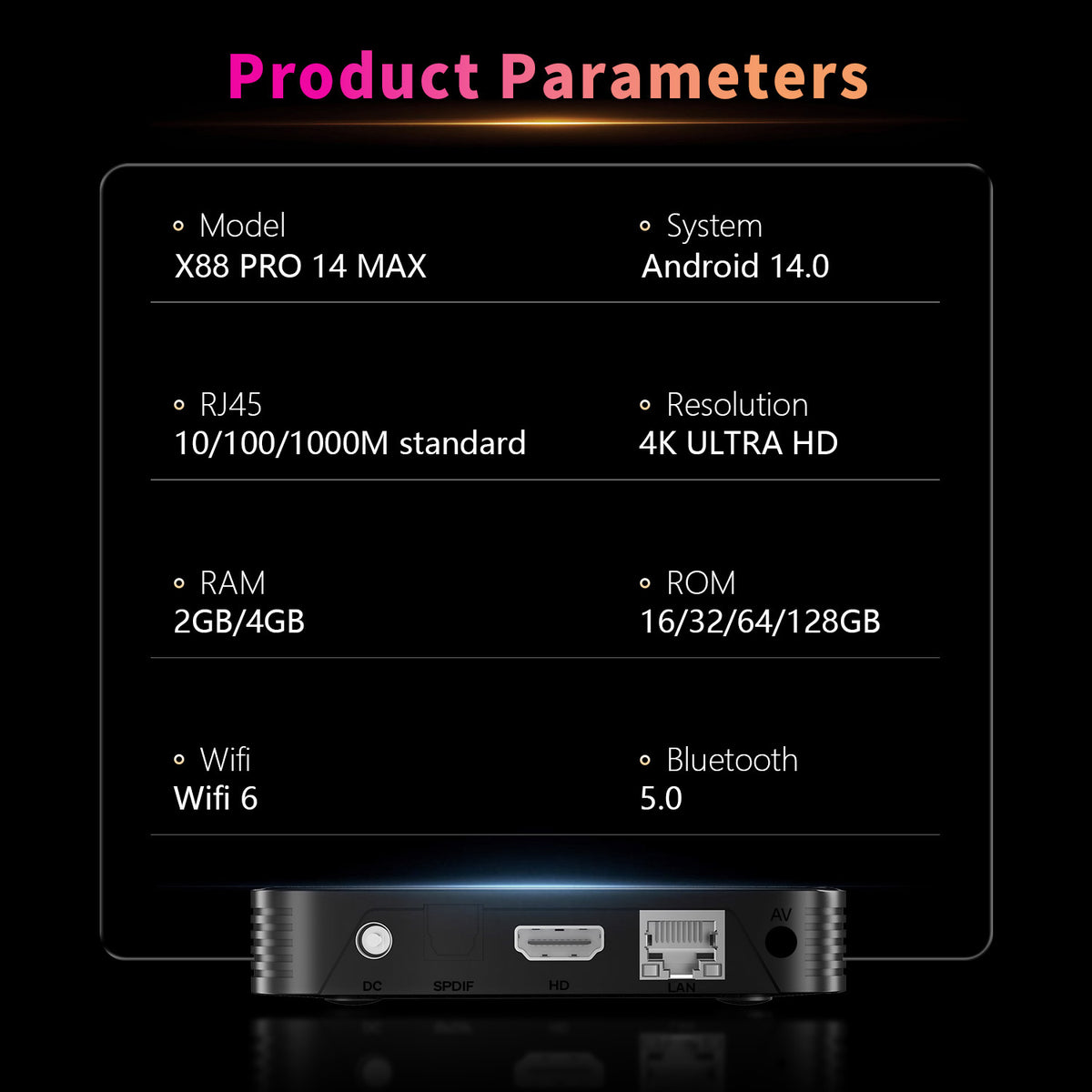 2026 New X88 PRO14 MAX Android 14 Smart TV Box, Rockchip RK3528 Quad‑Core Chip, 4K UHD, Dual‑Band‑WiFi, Home Gaming Streaming Set‑Top‑Box
