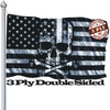 Skull and Crossbones Flag 3x5 Feet, Funny American Pirate Skull Flag, Double Sided Black White Grey Banner, Fade Proof Outdoor Decor for Man Cave Garage Wall
