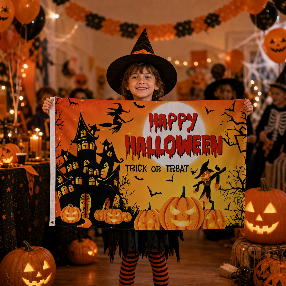 Halloween Flag Outdoor Magic Themed Halloween Yard Flag 3x5 Ft, Spooky Witch Magic Decorative Garden Banner for Outdoor Yard Lawn Porch