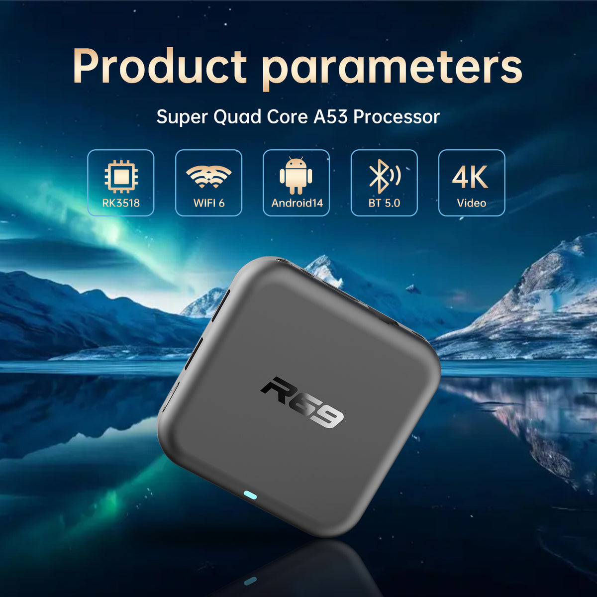 New R69 ATV Android 14.0 Smart TV Box, RK3518 Processor, 2GB RAM 16GB ROM, 5G WiFi 6 High‑Speed Internet Streaming Set‑Top Box Media Player