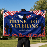 Veterans Flag 3x5 Ft Outdoor, Thank You Veterans Patriotic Flag, American Veteran Banner for Yard, Garden, Porch Decor
