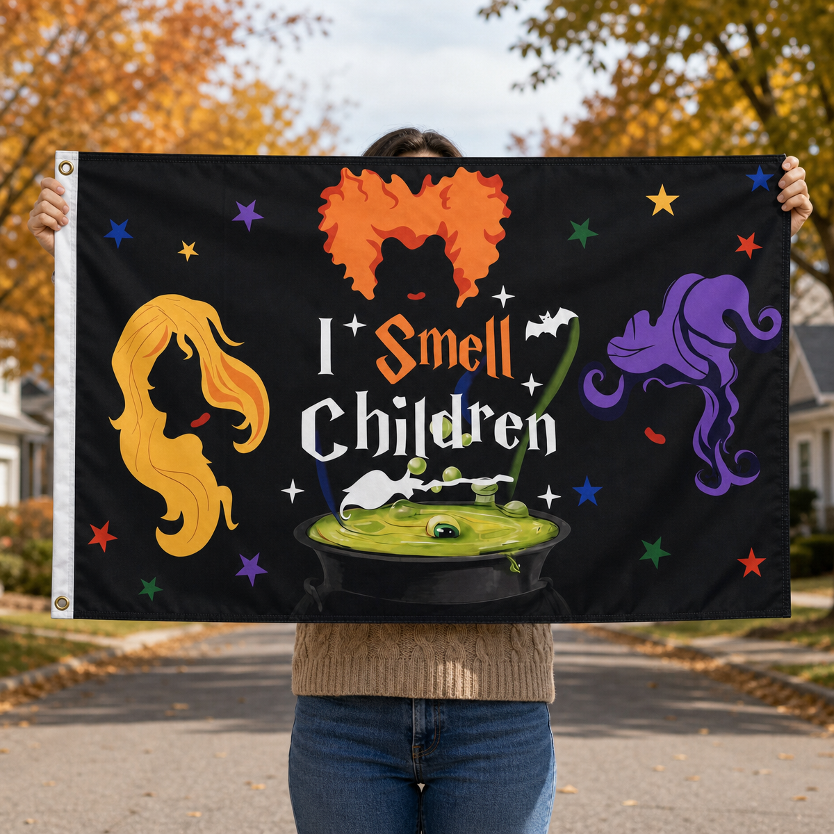 Halloween Flag Outdoor Magic Themed Halloween Yard Flag 3x5 Ft, Spooky Witch Magic Decorative Garden Banner for Outdoor Yard Lawn Porch