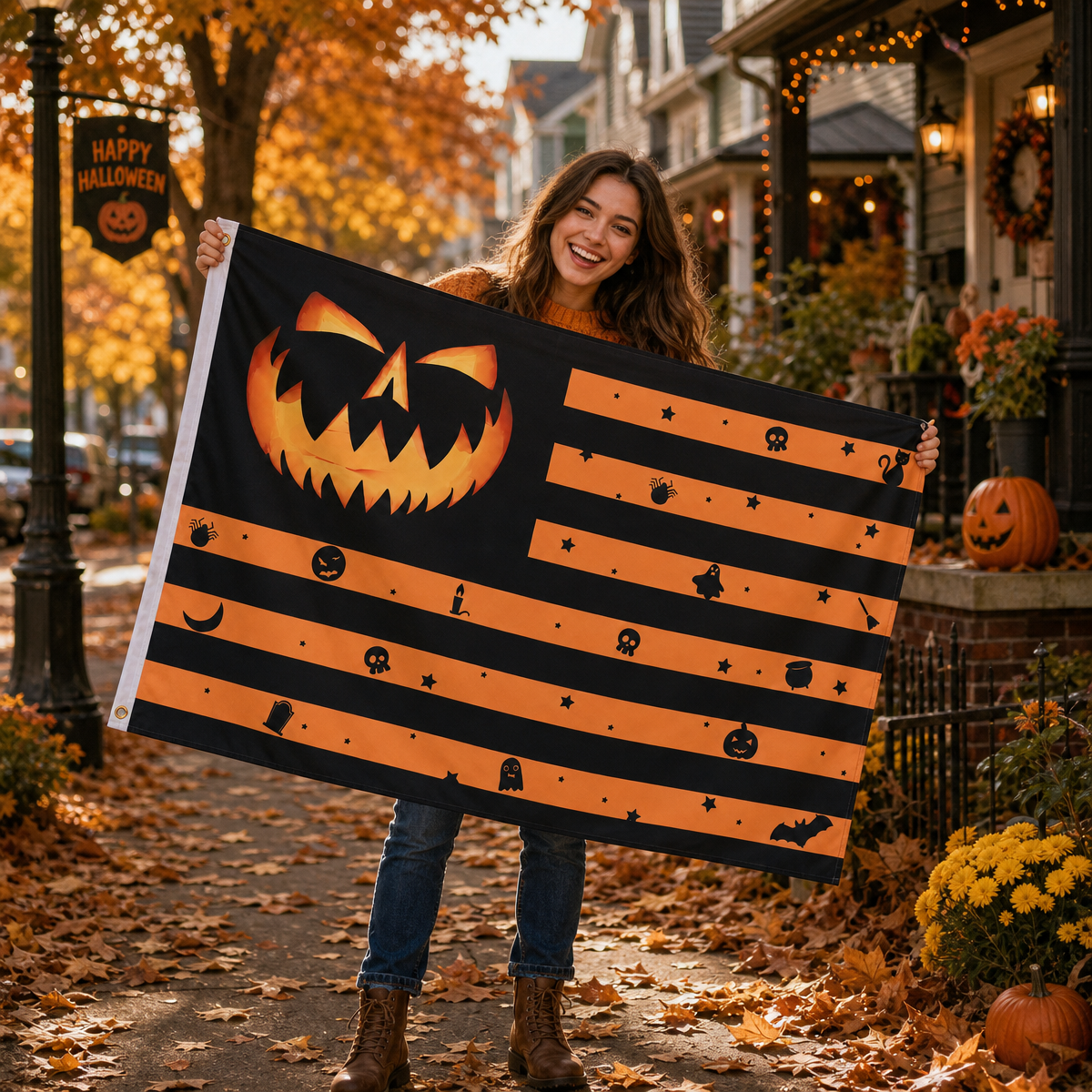 Halloween Flag Outdoor Magic Themed Halloween Yard Flag 3x5 Ft, Spooky Witch Magic Decorative Garden Banner for Outdoor Yard Lawn Porch