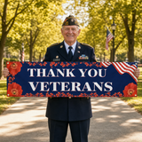 Veterans Day Flag 1.5x 6.5Ft Larger Thank You Veteran Flag Outdoor Banner Outdoor Hanging Decoration Memorial Day, Fourth of July, Veterans Day Patriotic Decorative Flag with Brass Grommets