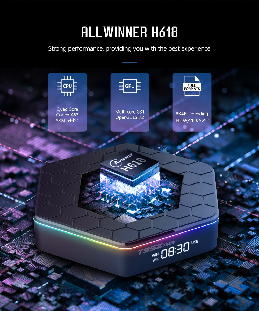 New T95Z Plus Smart TV Box, Android 12 OS, Allwinner H618 Quad-Core Processor, 4GB+64GB, WiFi 6, Bluetooth 5.0, 4K HDR Streaming Media Player