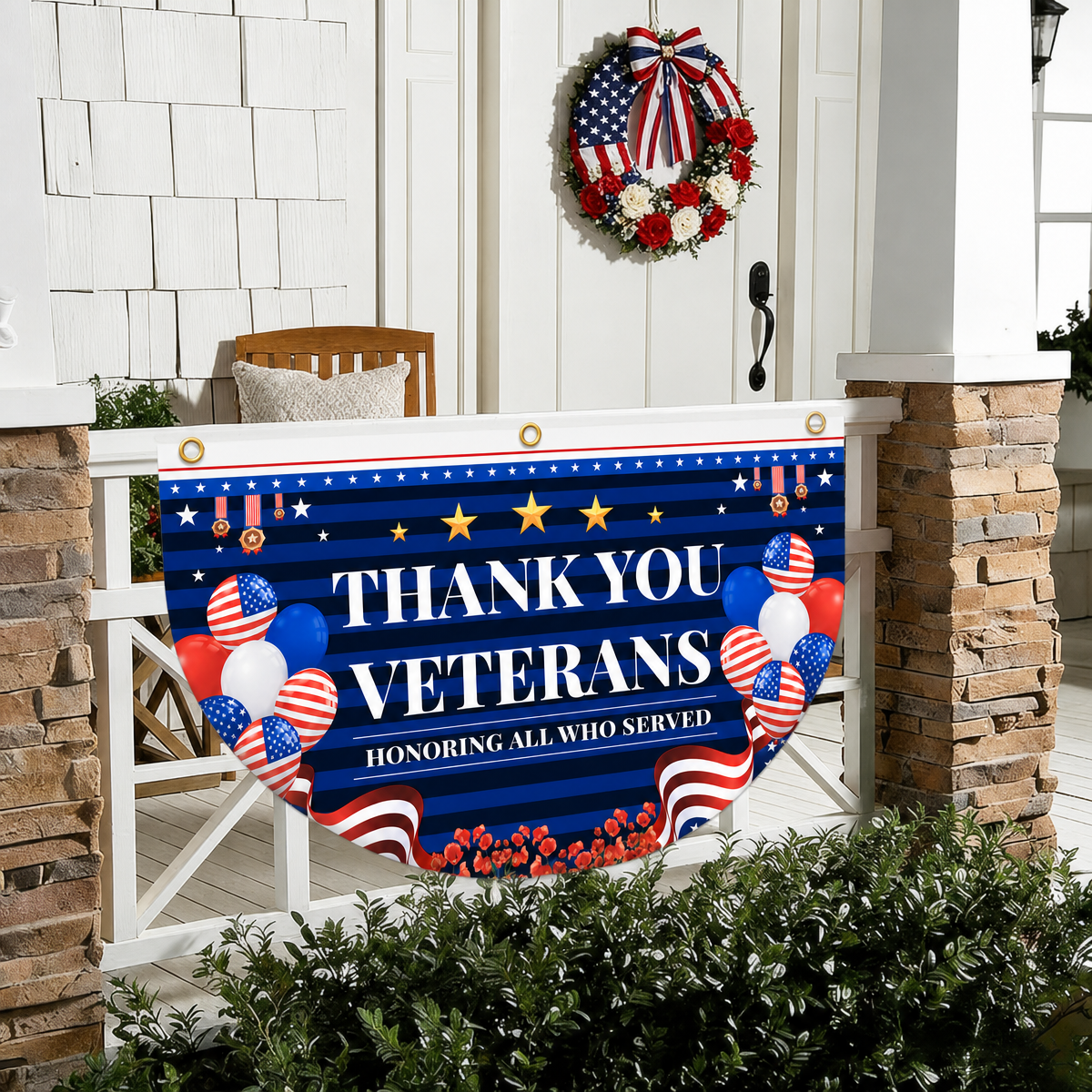 Veteran Flag Outdoor Memorial Day Flags 1.5 x 3 ft Thank You Veteran Patriotic Flag Bunting Non Pleated Fan American Military Banner for 4th of July Yard 250th Anniversary Garden Outdoor (2Pcs)