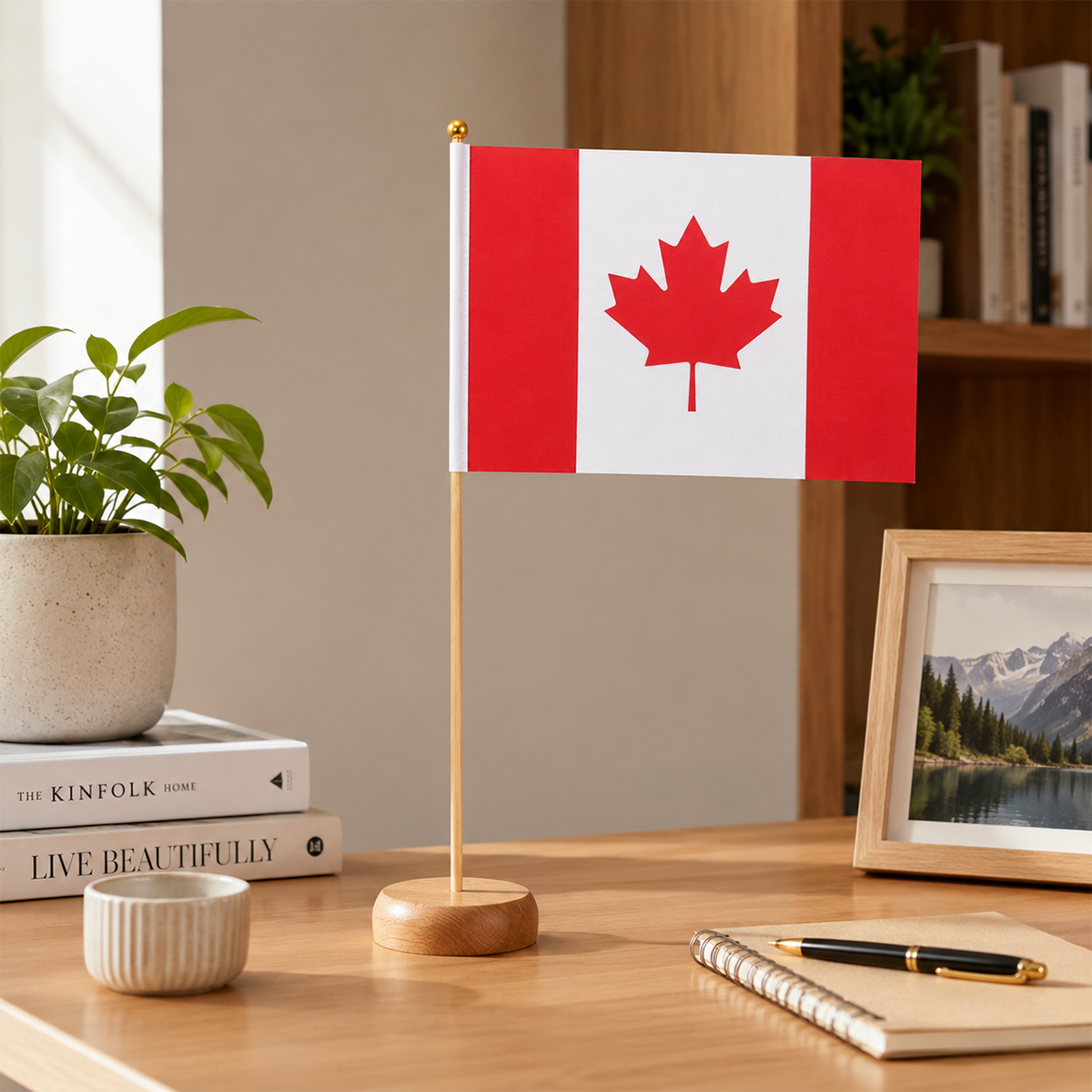 Small Canadian Hand Held Flag on Stick, 8×11 Inch Mini Canada Flag for July 1st Patriotic Yard Home Memorial Day Decor (10pcs)