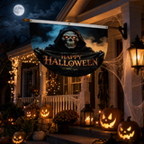 Halloween Flags Outdoor Bunting Fan Flag Happy Halloween Bunting Flag Ghost Pumpkin Half Fan Banner Decoration for Holiday Indoor Outdoor Yard Decoration, (2Pcs) 1.5 x 3 ft