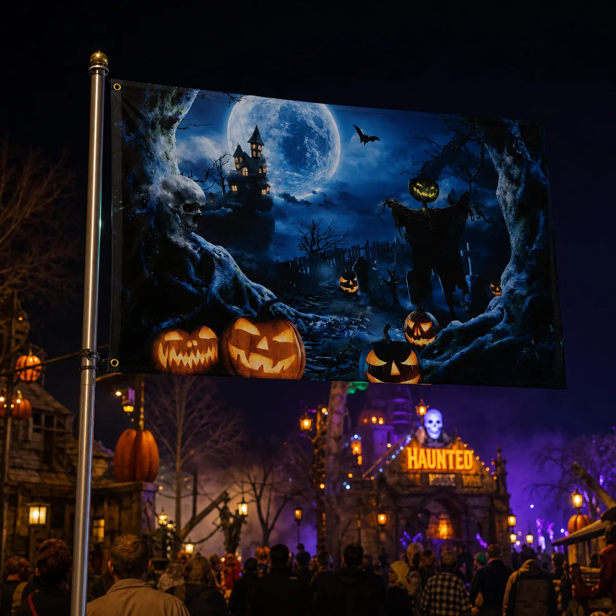 Halloween Flag Outdoor Magic Themed Halloween Yard Flag 3x5 Ft, Spooky Witch Magic Decorative Garden Banner for Outdoor Yard Lawn Porch
