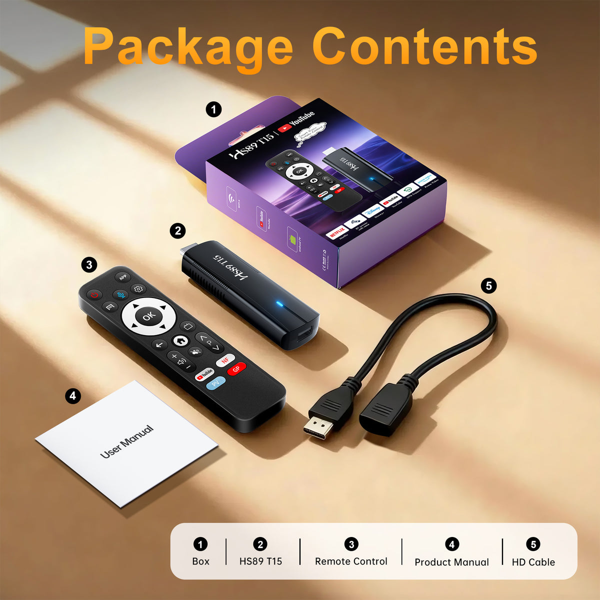 2026 New HS89 T15 Smart ATV TV Stick, Rockchip RK3539 Quad‑Core, Android 14 TV‑System, 2GB RAM 16GB/32GB ROM, WiFi 6, Bluetooth, 4K UHD Streaming Set‑Top‑Box