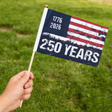 250 Years American Stick Flags, 10 Pack – 250th Anniversary Commemorative Flag, 1776-2026, July 4th Decorations, Veterans Day, Patriotic Party Supplies (8x11 Inches or 5x8 Inches)