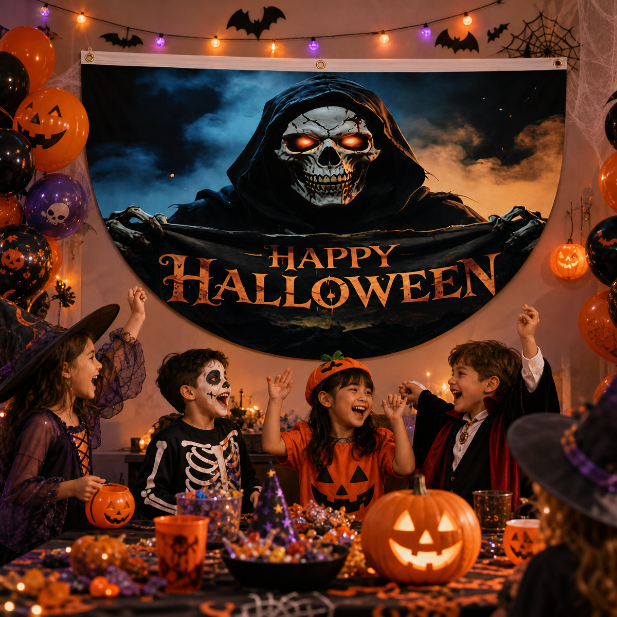 Halloween Flags Outdoor Bunting Fan Flag Happy Halloween Bunting Flag Ghost Pumpkin Half Fan Banner Decoration for Holiday Indoor Outdoor Yard Decoration, (2Pcs) 1.5 x 3 ft