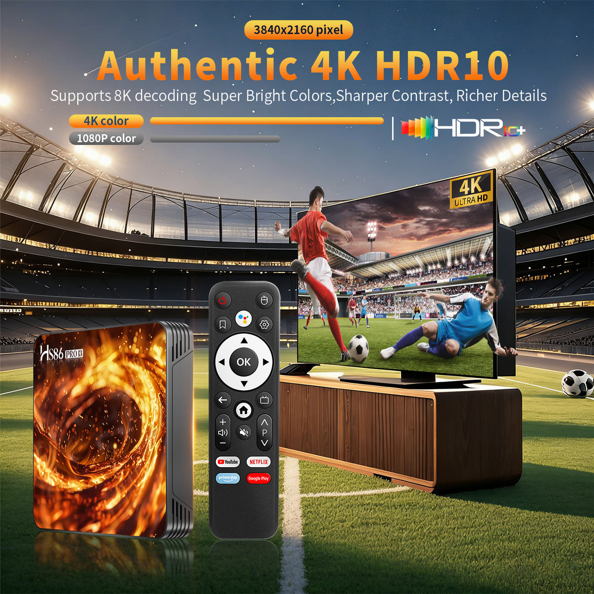 2026 New HS86‑PRO Rockchip RK3528 Android14 TV‑Box 4GB 32GB WiFi6 BT 4K HDR IPTV Streaming Media Player