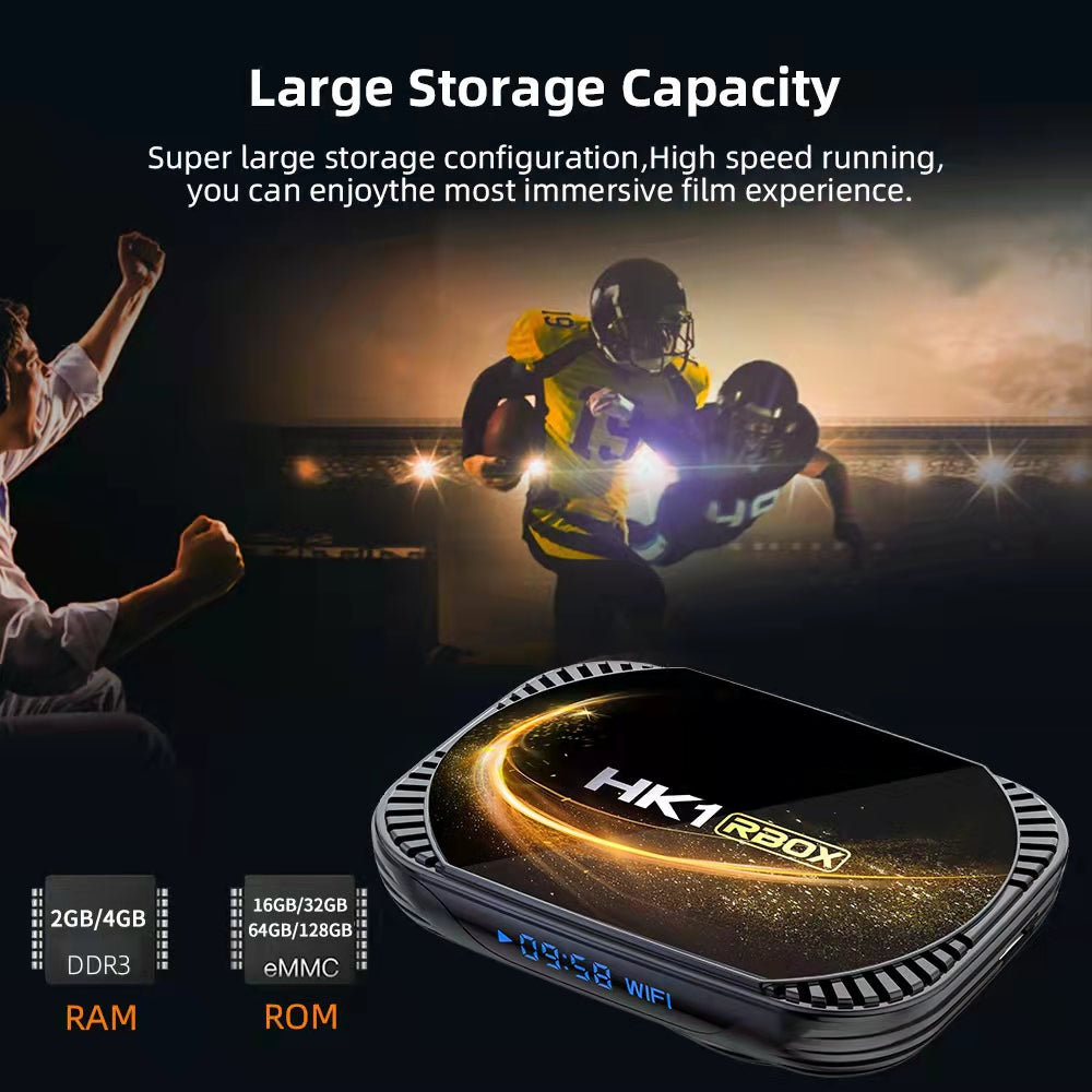 New HK1 RBOX‑X4S Smart Set‑Top‑Box, Amlogic S905X4 64‑Bit Quad‑Core, Android 11.0, 8K UHD, 4GB+64GB/128GB, Home IPTV Streaming Media Player