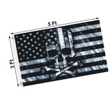 Skull and Crossbones Flag 3x5 Feet, Funny American Pirate Skull Flag, Double Sided Black White Grey Banner, Fade Proof Outdoor Decor for Man Cave Garage Wall