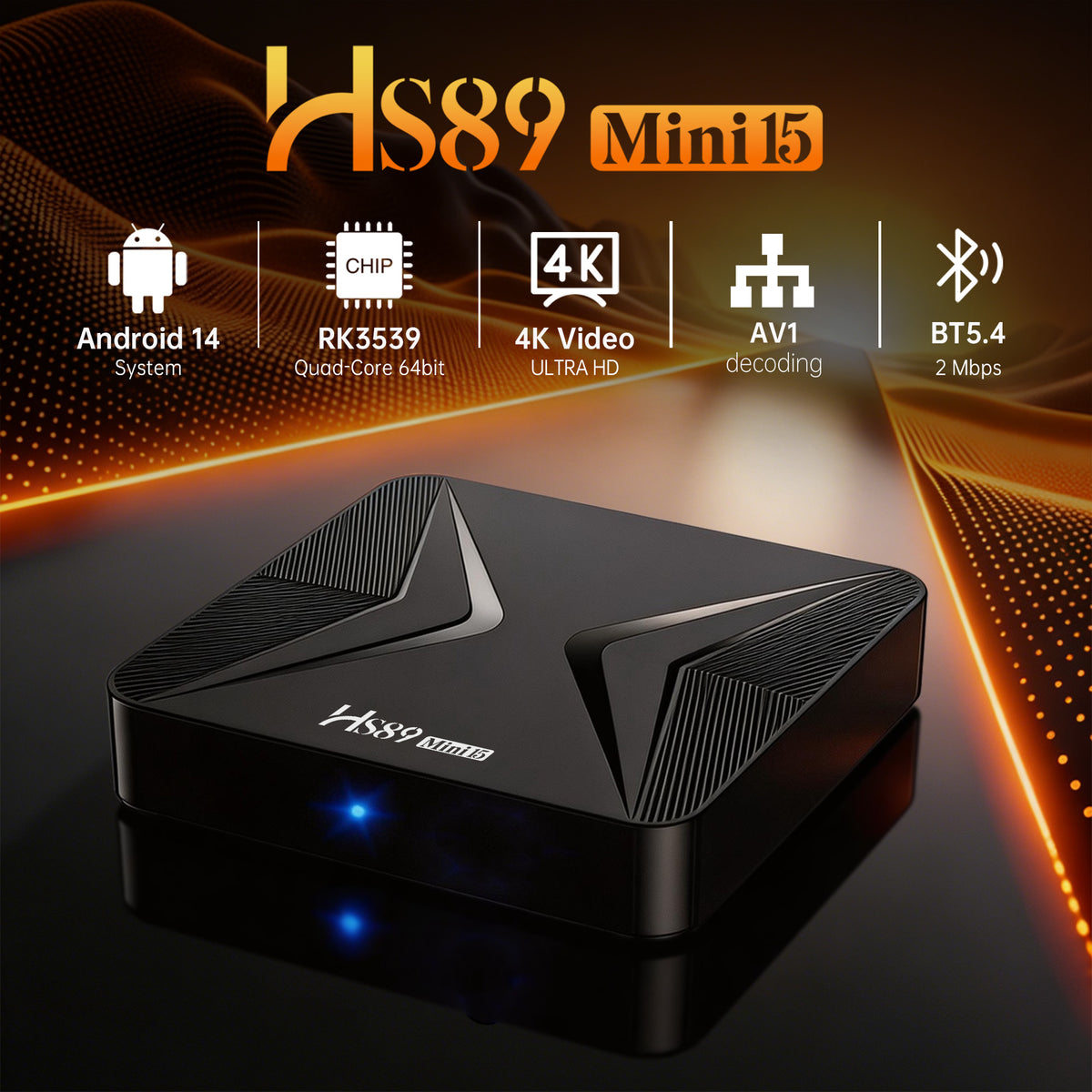 2026 New HS89 Mini 15 Smart ATV TV Stick, Rockchip RK3539 Quad‑Core, Android 14, HDMI2.1 4K UHD, 2.4G/5G Dual‑Band‑WiFi, Bluetooth 5.4 Streaming Set‑Top‑Box