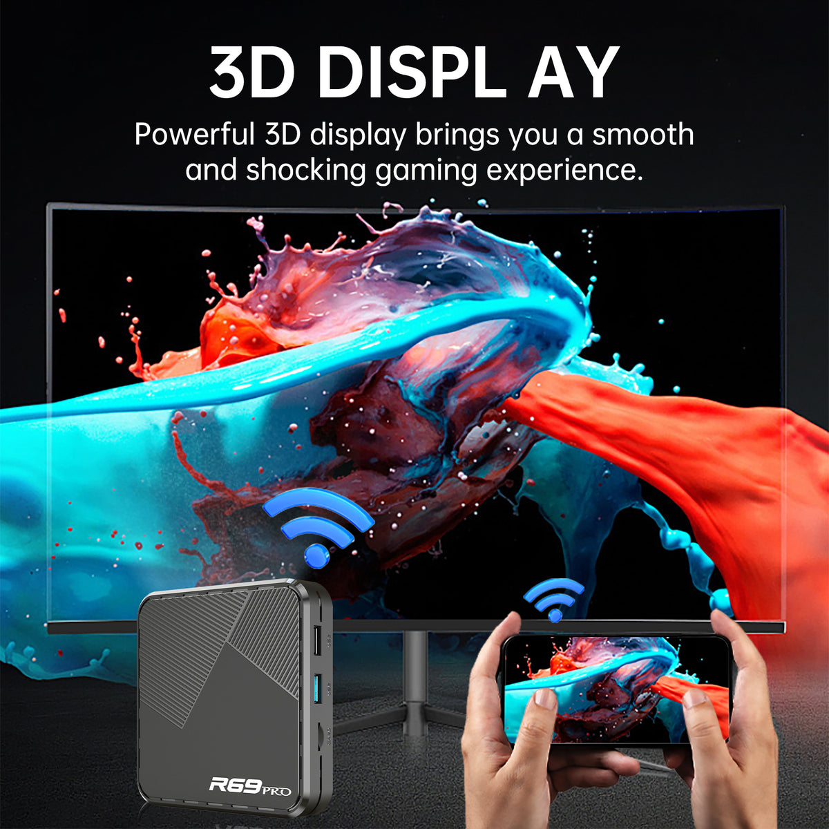 New R69 PRO Android 14 Smart TV‑Box, Allwinner H728 Octa‑Core Chip, WiFi6, USB3.0, 1000Mbps Ethernet, 8K Full HD Streaming Media Player Set‑Top Box