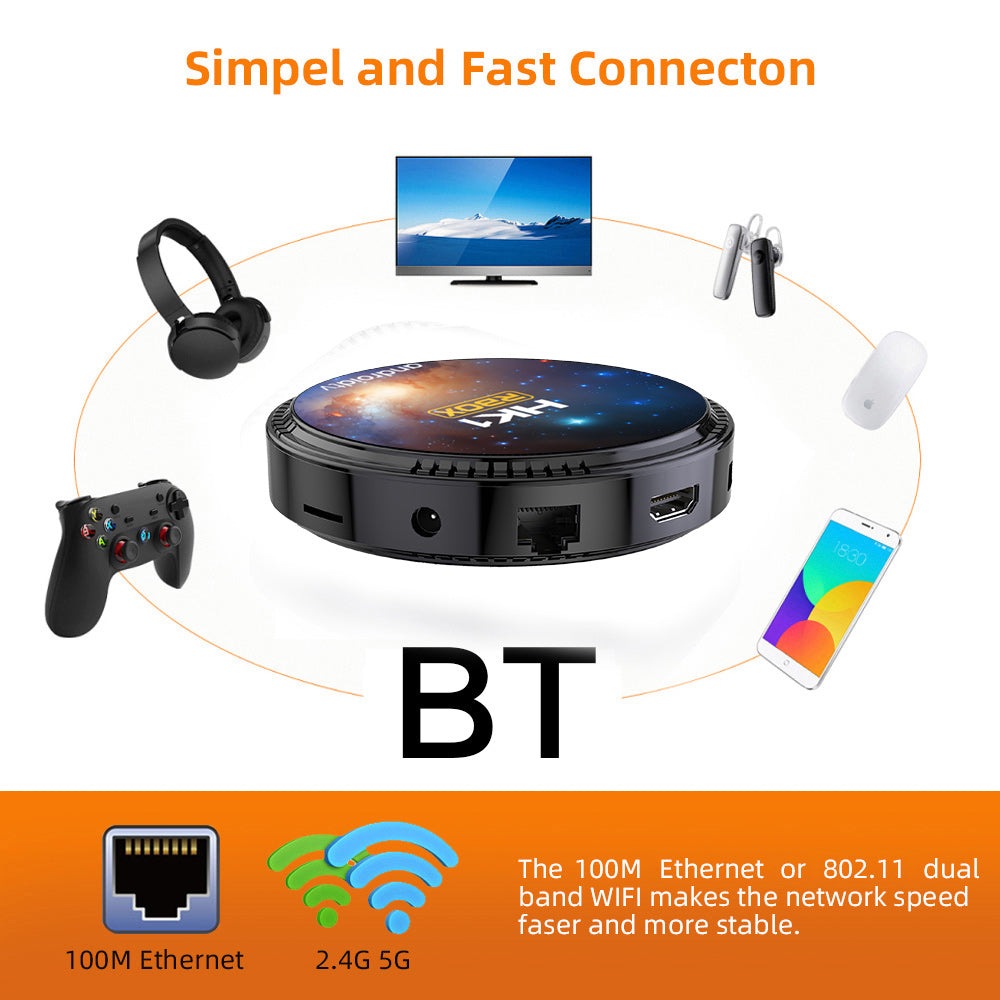 HK1 Rbox W2T 4K UHD Streaming Set‑Top‑Box, Amlogic S905W2 64‑Bit Quad‑Core, Android 11 ATV System, Multiple Storage Options, Dual‑Band Wi‑Fi & Voice Remote Control