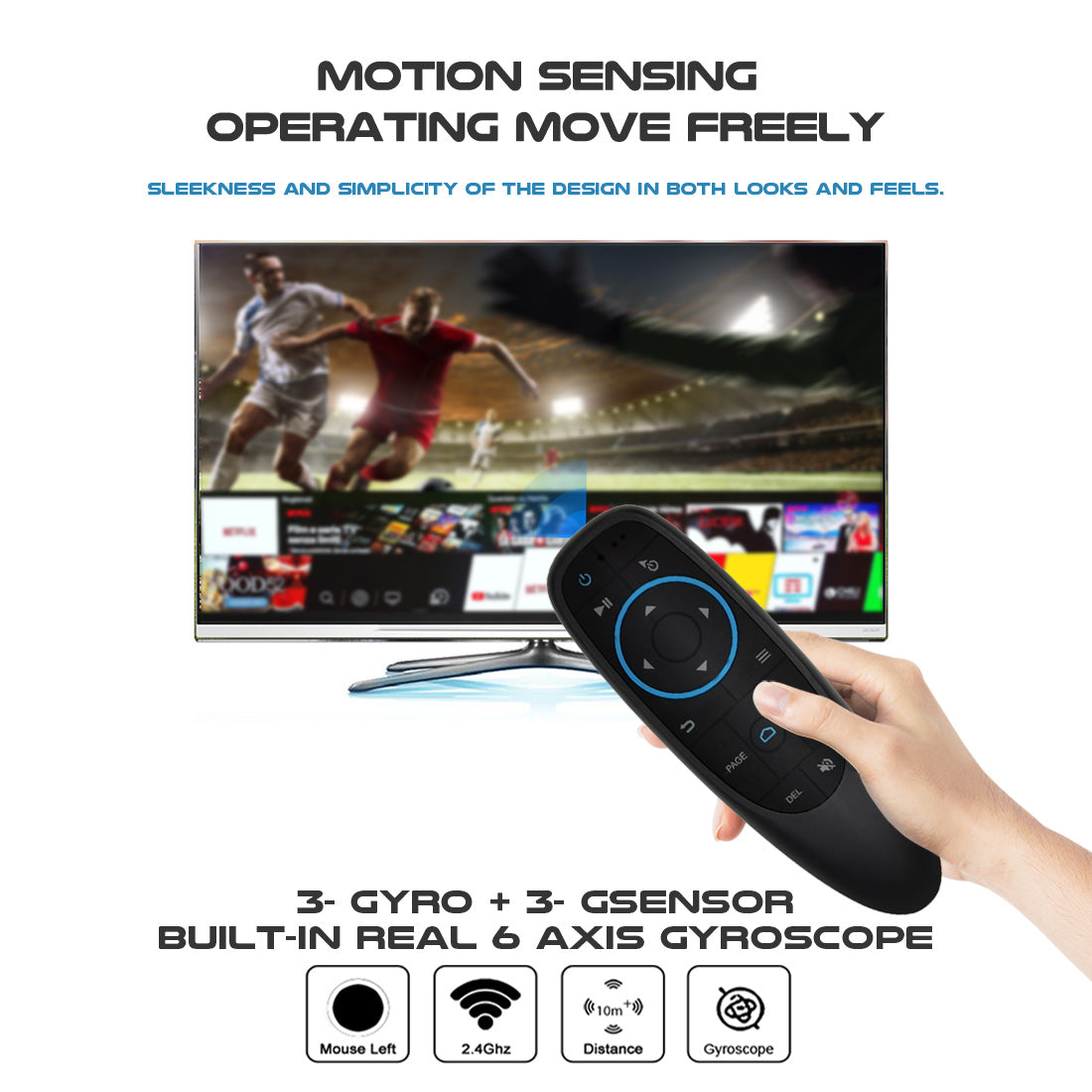 G10BT BT5.0 Air Mouse Remote Control, Six-Axis Gyroscope Sensing IR Learning Remote, Universal Wireless Controller for Smart TV, PC, Set Top Box