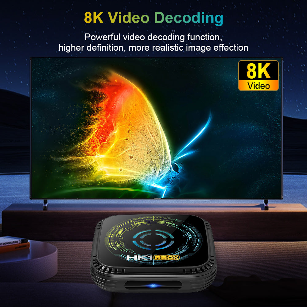 2026 New HK1 RBOX‑K8S Smart Set‑Top‑Box, Rockchip RK3528 64‑Bit Quad‑Core, Android 13.0, 4GB+32GB, Dual‑Band WiFi, Bluetooth 5.0, 4K UHD IPTV Media Player