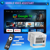 HY350 GTV Max LED Smart Projector, Native 1080P Full HD, 500 ANSI Lumens, Android 14, 2GB+16GB, Portable Home Theater Projector with Built‑in Speaker & Remote Control