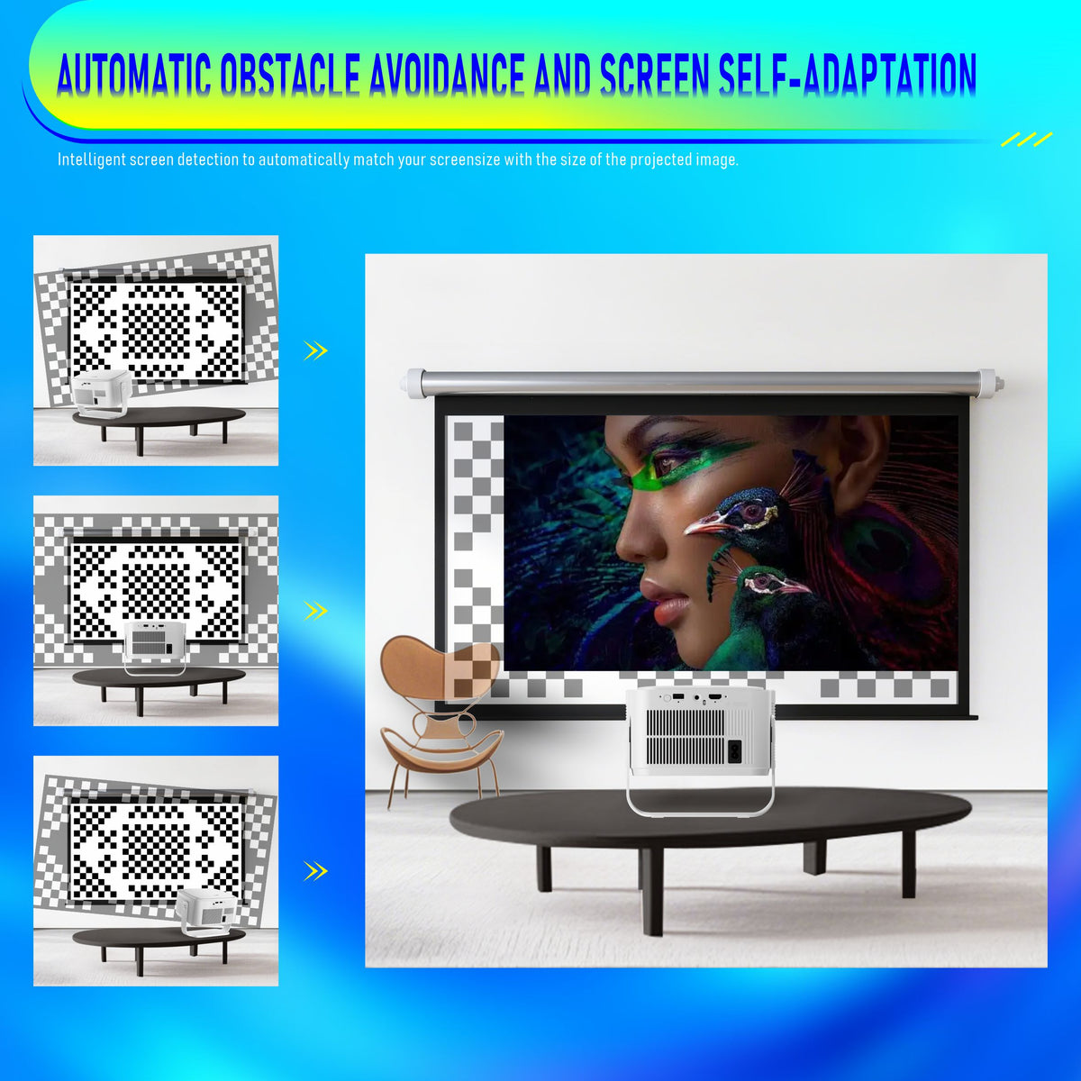 HY450max Smart Android Projector, 2GB RAM Portable Video Projector, Home Theater & Outdoor Movie Projector for Business and Indoor‑Outdoor Entertainment