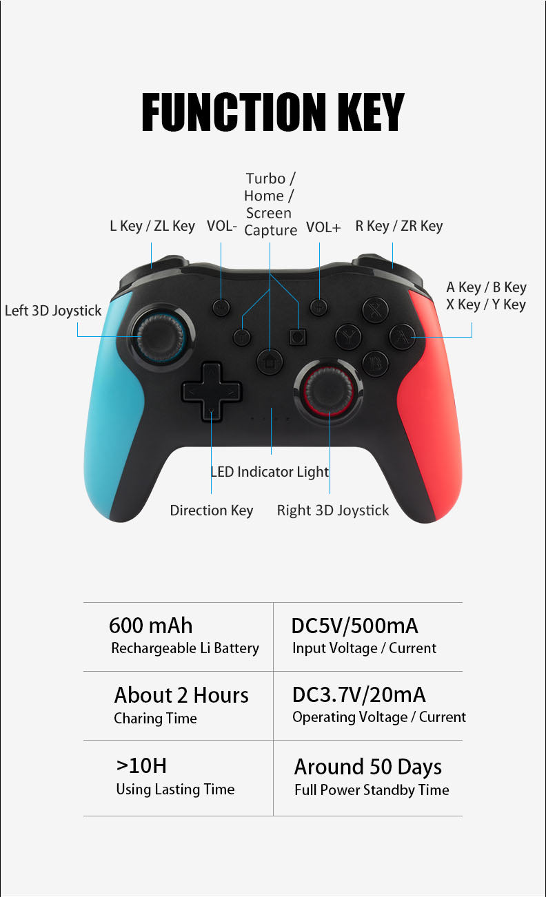 N-Switch Bluetooth Controller, Standard Version Wireless Gamepad