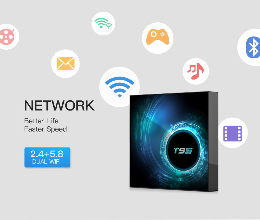 T95 Smart Android 10 TV Box, Allwinner H616 Quad‑Core, 4GB RAM 32GB/64GB ROM, 4K 6K Ultra‑HD IPTV Streaming Set‑Top‑Box