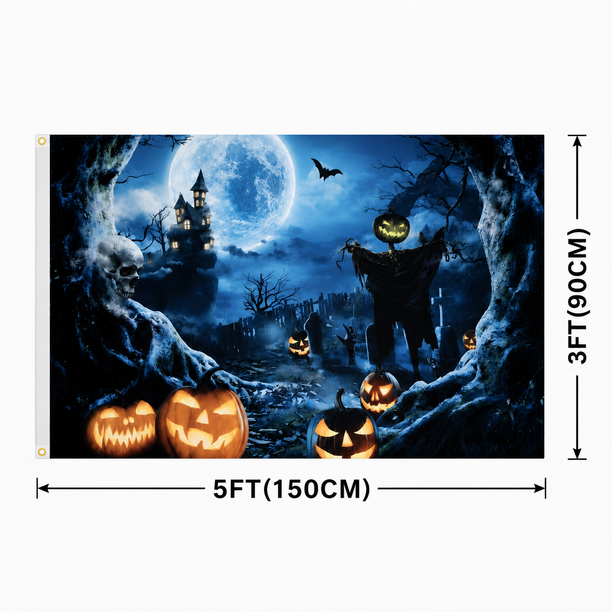 Halloween Flag Outdoor Magic Themed Halloween Yard Flag 3x5 Ft, Spooky Witch Magic Decorative Garden Banner for Outdoor Yard Lawn Porch