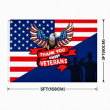 Veterans Flags Outdoors Thank You Veterans Day Flag 3x5Feet Patriotic Decorations, 4th of July Independence Day Veterans Day Memorial Day Soldier Flag for Outdoor Yard Patriotic Holiday Banner Gift