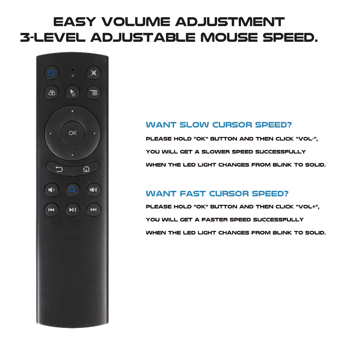G20BTS Air Mouse Remote, Bluetooth 5.0, 6‑Axis Gyroscope Motion‑Sensing Wireless Remote Control for Android TV Box, Smart TV, Projector