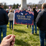 Veterans Flag Outdoor Thank You Veteran Flag Stick Handheld Mini Patriotic Parade Flags 5'' x 8'' Small Memorial Day Military Army Veterans Day Decorations for Honor Patriotic Party Supplies (10Pcs)