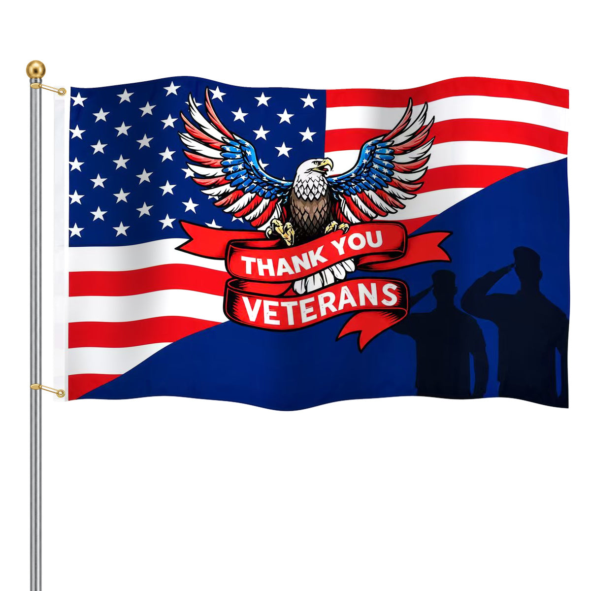 Veterans Flags Outdoors Thank You Veterans Day Flag 3x5Feet Patriotic Decorations, 4th of July Independence Day Veterans Day Memorial Day Soldier Flag for Outdoor Yard Patriotic Holiday Banner Gift