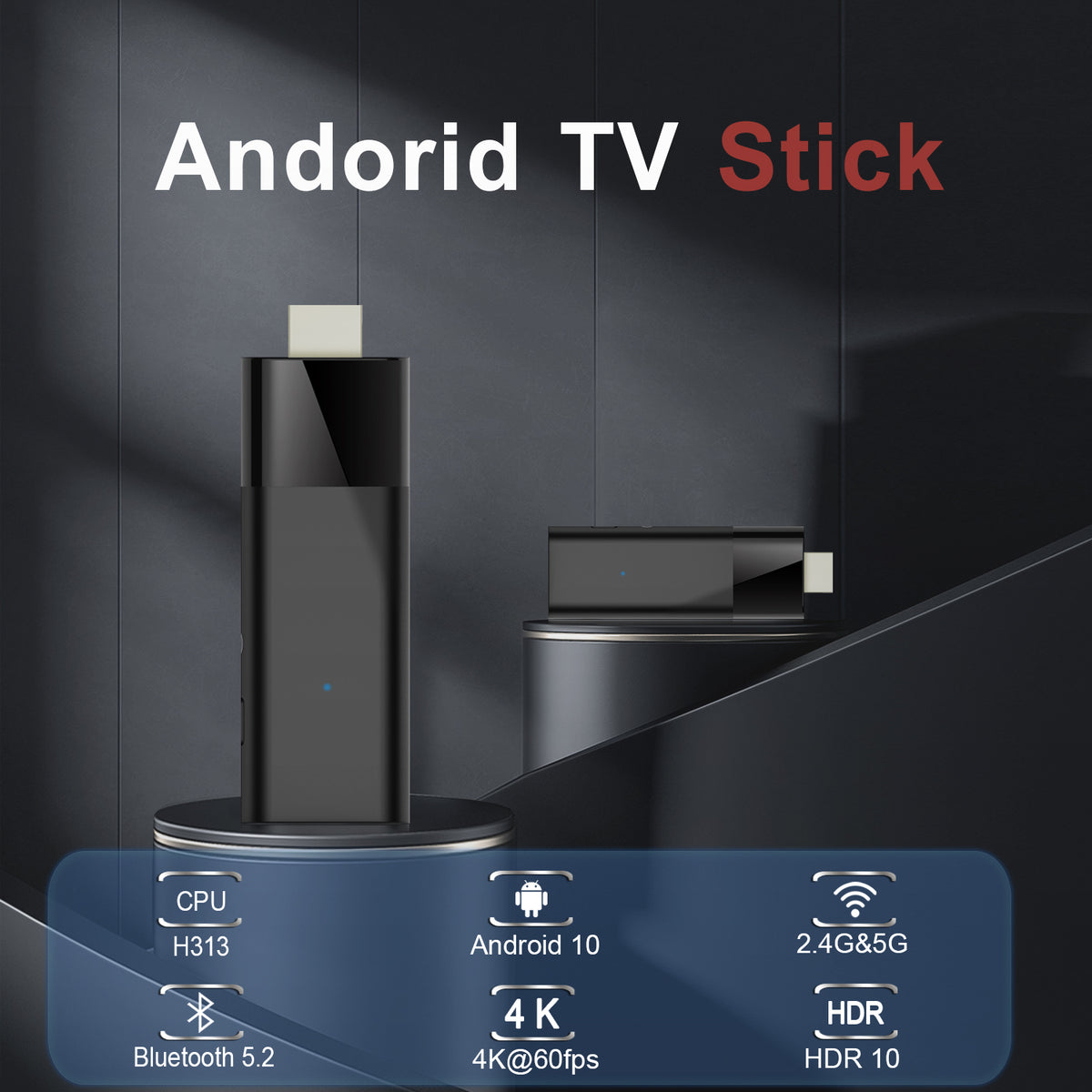 Q6 Android 10 ATV TV‑Stick, Allwinner H313 Quad‑Core 4K Media Player, 2.4G/5G Dual‑WiFi Bluetooth Smart OTT Dongle