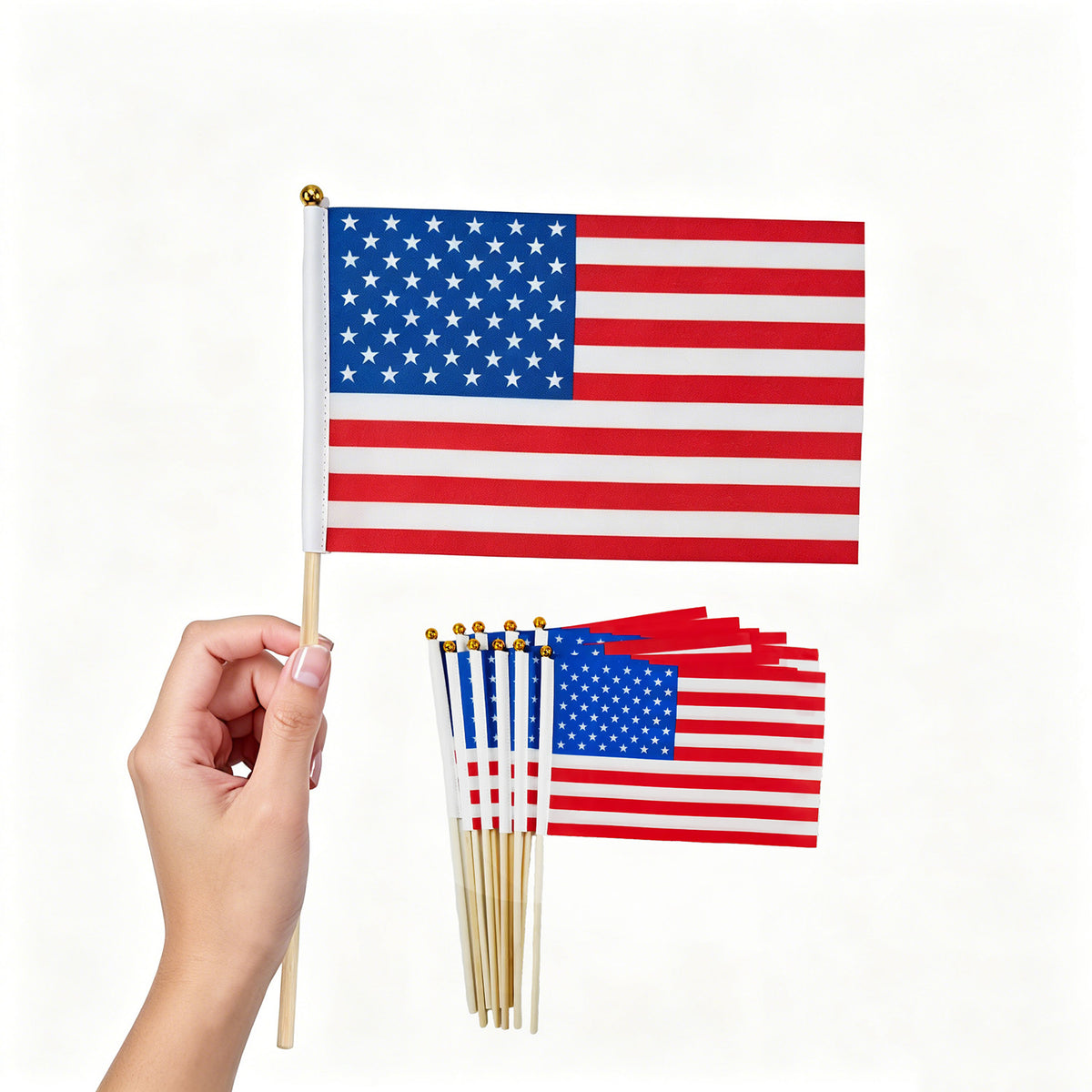 Small American Flag on Stick – Outdoor Mini US Handheld Flag for 4th of July, Memorial Day, Patriotic Home & Yard Decor (8x11 inches | 5x8 inches)