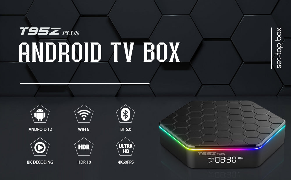 New T95Z Plus Smart TV Box, Android 12 OS, Allwinner H618 Quad-Core Processor, 4GB+64GB, WiFi 6, Bluetooth 5.0, 4K HDR Streaming Media Player