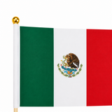 8x11 Inch Mini Mexican Handheld Flag on Stick, Small MX Hand‑Held Patriotic Flag for September 16th, Home Yard and Outdoor Decor(10pcs)