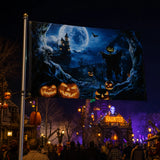 Halloween Flag Outdoor Magic Themed Halloween Yard Flag 3x5 Ft, Spooky Witch Magic Decorative Garden Banner for Outdoor Yard Lawn Porch