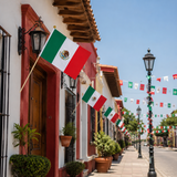 8x11 Inch Mini Mexican Handheld Flag on Stick, Small MX Hand‑Held Patriotic Flag for September 16th, Home Yard and Outdoor Decor(10pcs)