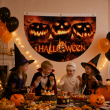 Halloween Flags Outdoor Bunting Fan Flag Happy Halloween Bunting Flag Ghost Pumpkin Half Fan Banner Decoration for Holiday Indoor Outdoor Yard Decoration, (2Pcs) 1.5 x 3 ft