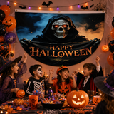 Halloween Flags Outdoor Bunting Fan Flag Happy Halloween Bunting Flag Ghost Pumpkin Half Fan Banner Decoration for Holiday Indoor Outdoor Yard Decoration, (2Pcs) 1.5 x 3 ft